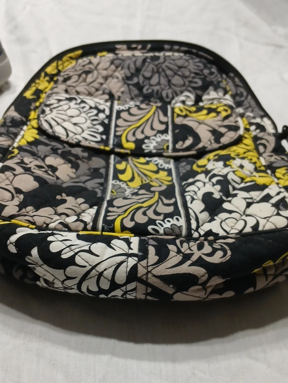 Vera Bradley Quilted Floral Backpack - Black, Gray & Yellow